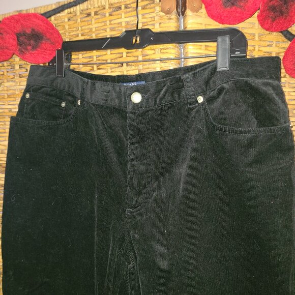 VTG Chaps Black Corduroy Pants Women's Size 18 Wide Leg - Picture 3 of 5